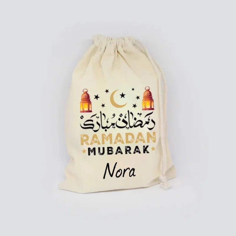 2025 Personalized Ramadan Sacks Custom Name Gift Bag for Kids Boys Girls Teens Eid Mubarak Party Decor Supplies Islamic Gift