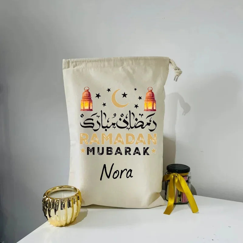 2025 Personalized Ramadan Sacks Custom Name Gift Bag for Kids Boys Girls Teens Eid Mubarak Party Decor Supplies Islamic Gift