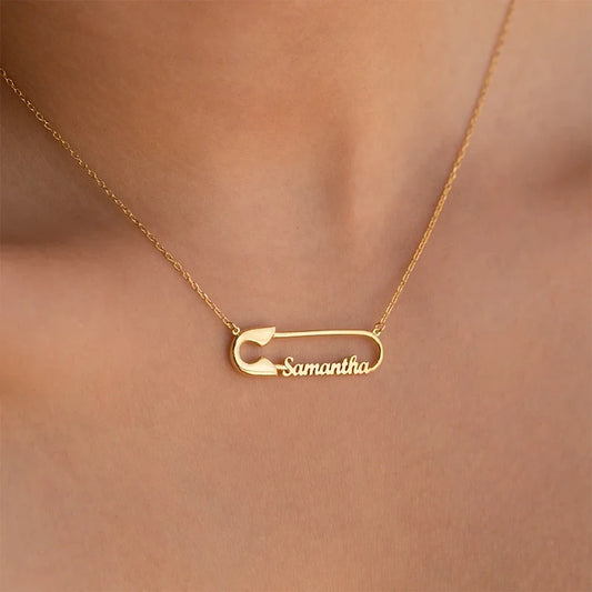 Custom Name Paper Clip Pendant Necklace for Women Personalized Gold Chains Choker Stainless Steel Jewelry Gift Collar Para Mujer