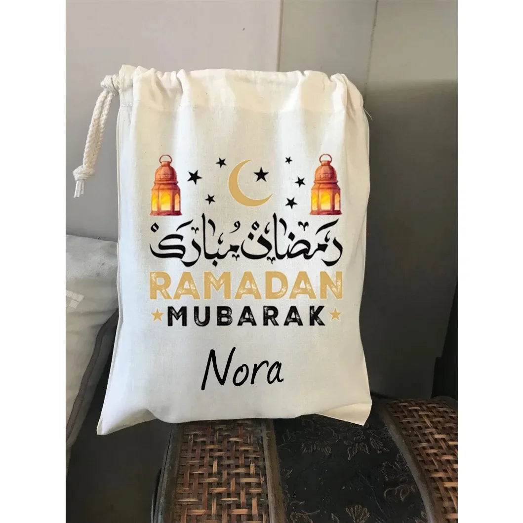 2025 Personalized Ramadan Sacks Custom Name Gift Bag for Kids Boys Girls Teens Eid Mubarak Party Decor Supplies Islamic Gift